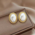 Imitation Pearl Zircon Retro Elegant Irregular Oval Square Hollow Out Earrings for Women Party Autumn Winter Jewelry Vera Lux