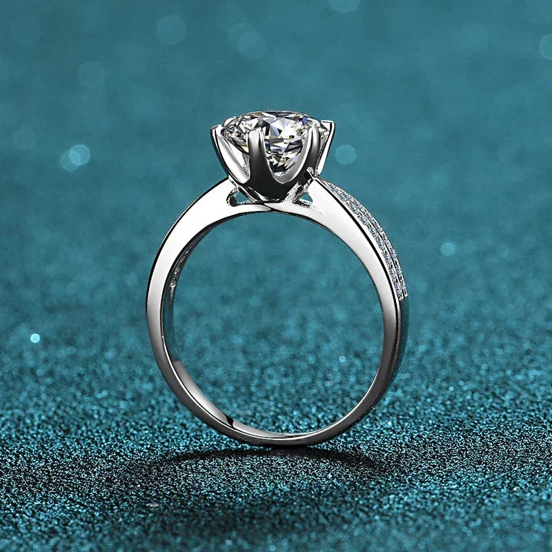 NeeTim 0.5ct 1ct Moissanite Engagement Ring Women Proposal Rings S925 Sterling Silver with White Gold Plated Wedding Band Vera Lux