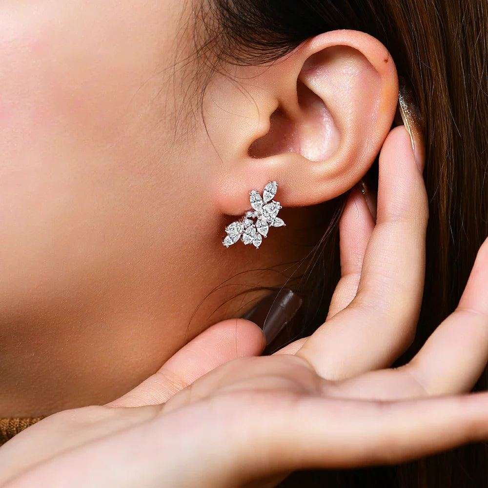 MINTYBOX Moissanite Diamond Cluster Stud Earrings Solid S925 Sliver 18k Gold Plated for Women Wedding Engagement Luxury Jewelry Vera Lux