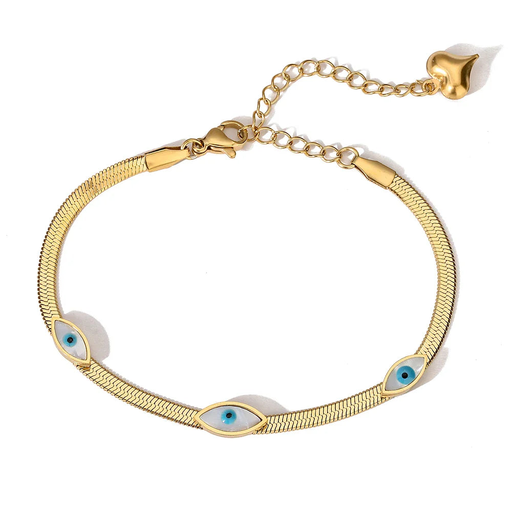 NEWBUY High Quality Non-Fading 316L Stainless Steel Jewelry Gold/Silver Color Evil Eye Choker Chain Bracelet For Women Girl Gift Vera Lux