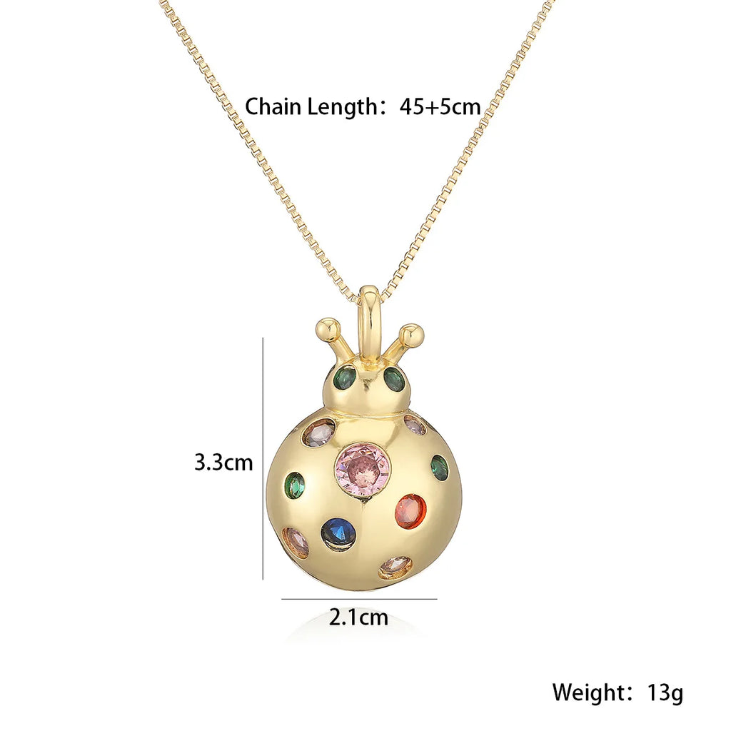 NEWBUY 2025 New Arrival Gold Color Delicate Ladybug Pendant Necklaces For Women AAA Cubic Zirconia Copper Jewelry Gift Vera Lux