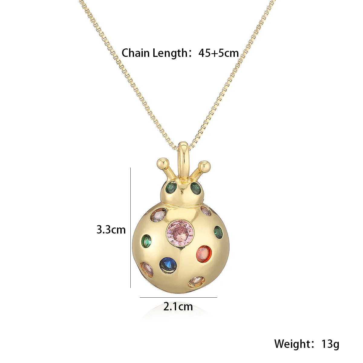 NEWBUY 2025 New Arrival Gold Color Delicate Ladybug Pendant Necklaces For Women AAA Cubic Zirconia Copper Jewelry Gift Vera Lux