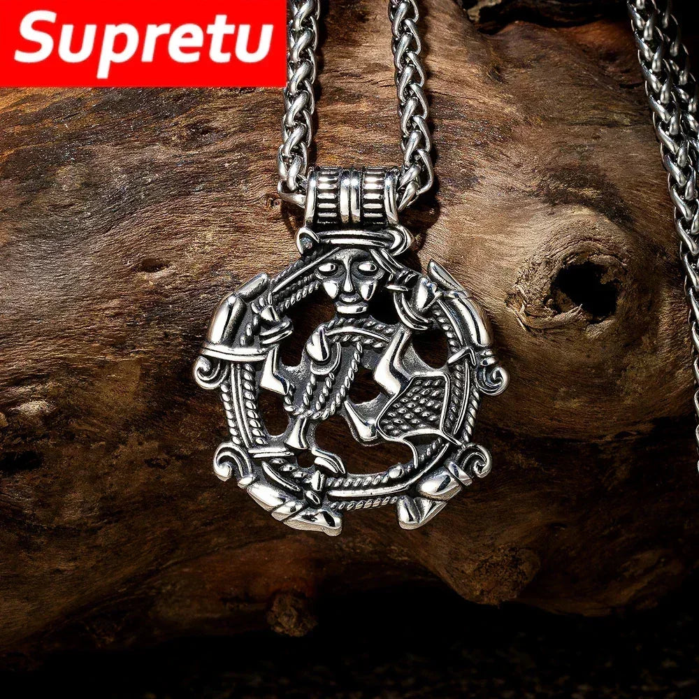 Vintage Vikings Loki Hollow Necklaces Men Stainless Steel Norse Mythology Trinity Pendant Amulet Scandinavian Jewelry Male Gifts Femstylo