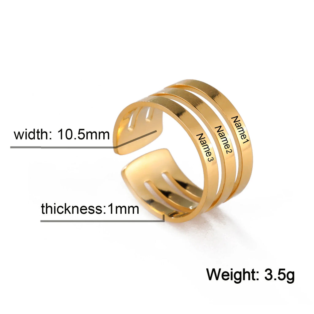 Personalized Finger Ring For Woman Men Family Engrave Name Custom Couple Lover Gift Metal Stainless Steel Gold Color Jewelry Vera Lux