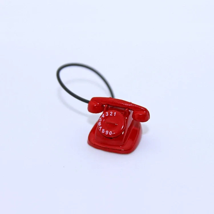 1:12 Home Decor Figurines Alloy Vintage Rotary Telephone Mini Retro Phone Model Miniature Phone Dollhouse Baby House Accessories Perfecsy