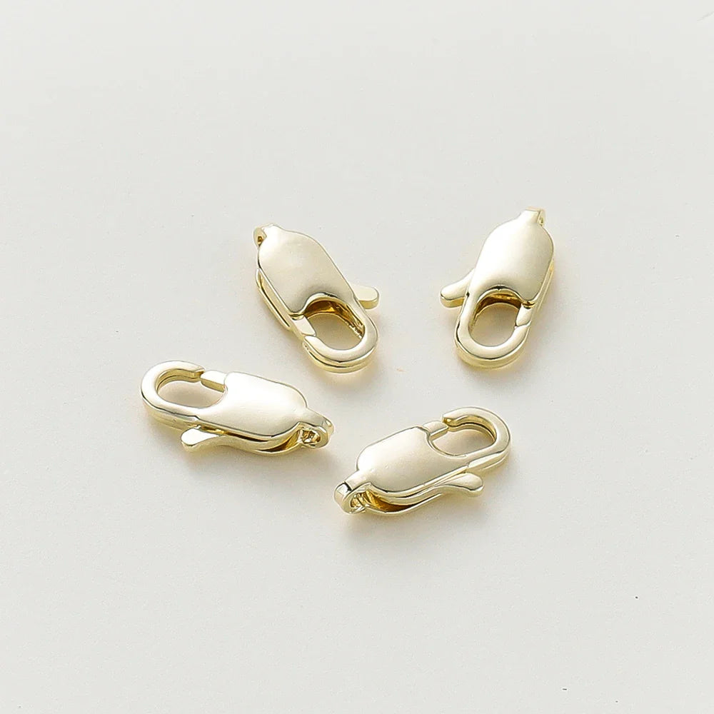 10pcs/lot 14K 18K Gold Plated Lobster Clasps Jump Rings End Chain Connector Hooks For DIY Necklace Bracelet Making Components Vera Lux
