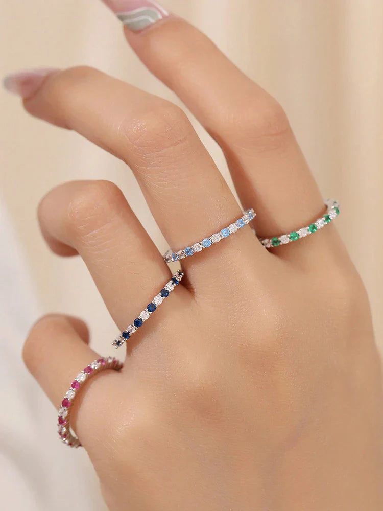 925 Sterling Silver Fashion Shiny 1.4mm Full Zircon Stackable Plain Ring For Women Daily Party Personalized Fine Jewelry Vera Lux