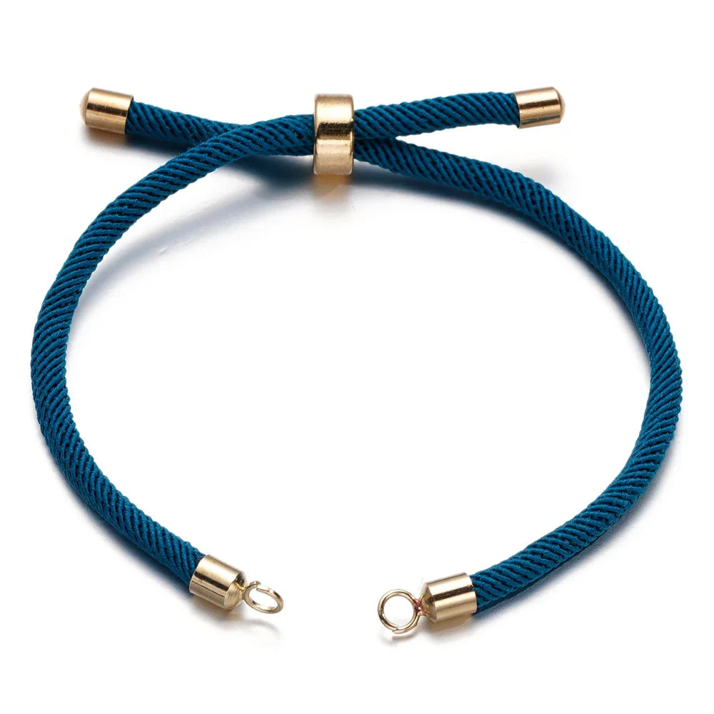 1pc Adjustable Nylon Braided Twisted Cords Slider Friendship Bracelets with Brass Cord End for Jewelry Making DIY Findings Vera Lux