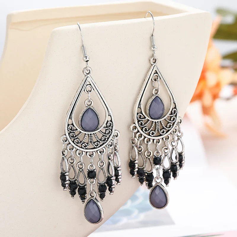 Elegant Personalized Carved Dragonfly Earrings Seven colored gems Hook Drop Earrings Wedding Engagement Earrings for women Vera Lux