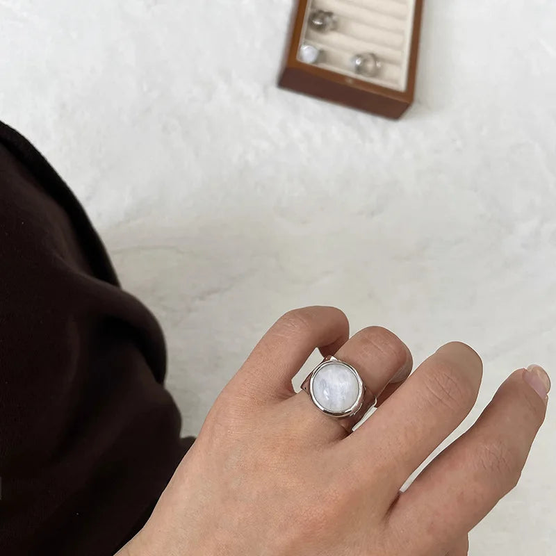 925 Sterling Silver plated Ring for Women Girl Gift Blace Stone Crystal Glaze Retro Punk Open Jewelry Dropship Wholesale Vera Lux