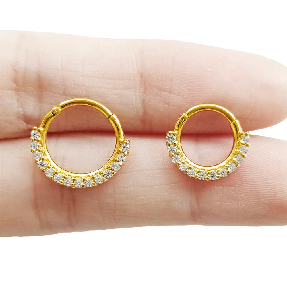 316L Surgical Steel Segment Nose Ring Zircon Septum Clicker Ear Cartilage Helix Daith Hoop Body  Piercing Jewelry Vera Lux