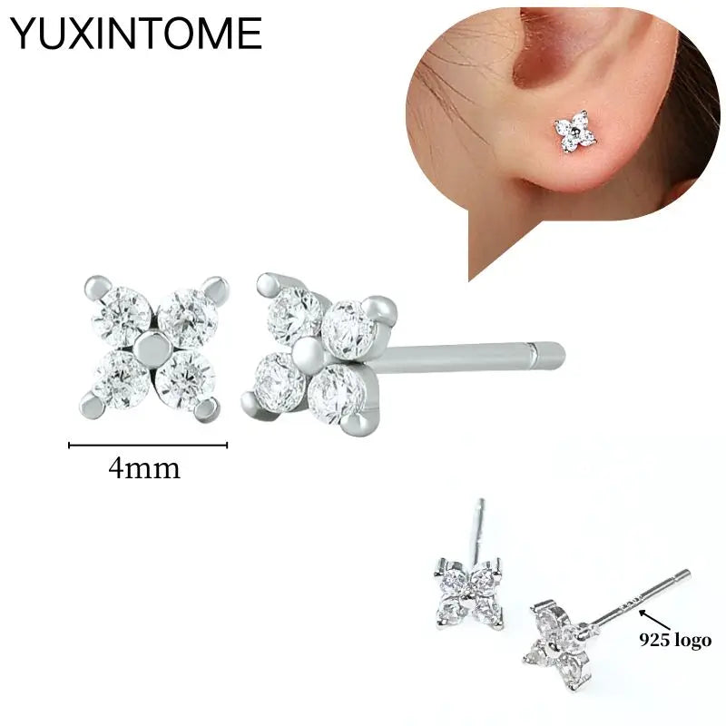 925 Sterling Silver Ear Needle Fashion Hoop Earrings White Crystal Luxury Women's Silver Earrings Wedding Women's Jewelry Gift Vera Lux