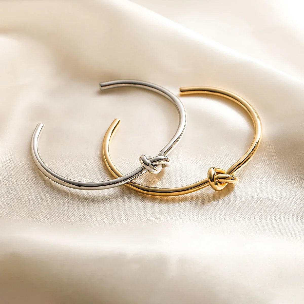 NEWBUY 2026 New Arrival Silver/Gold Color knot Design Bangles For Women Non-Fading Stainless Steel Jewelry Vera Lux