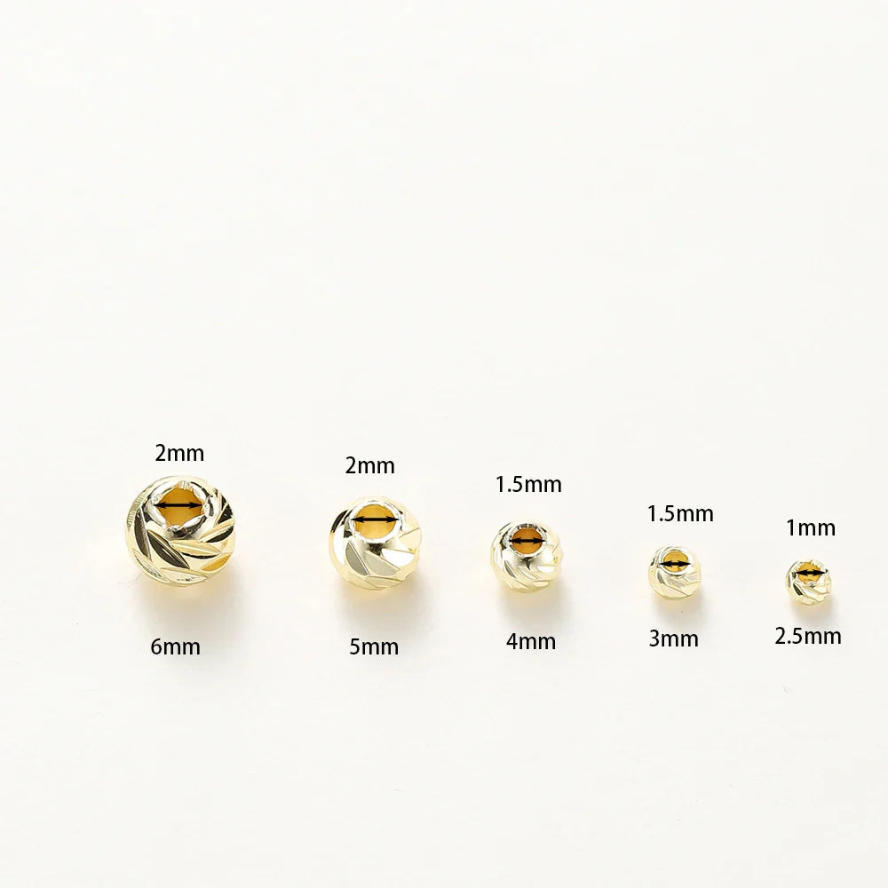 20pcs/lot 14K 18K Gold Round Loose Beads Bracelet Necklace Spacer Brass Beads For DIY Earing Making Accessories Whosale Findings Vera Lux