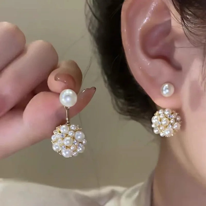 2024 Korean New Simple Temperament Circle Pearl Earrings Fashion Small Versatile Earrings Women's Jewelry Vera Lux