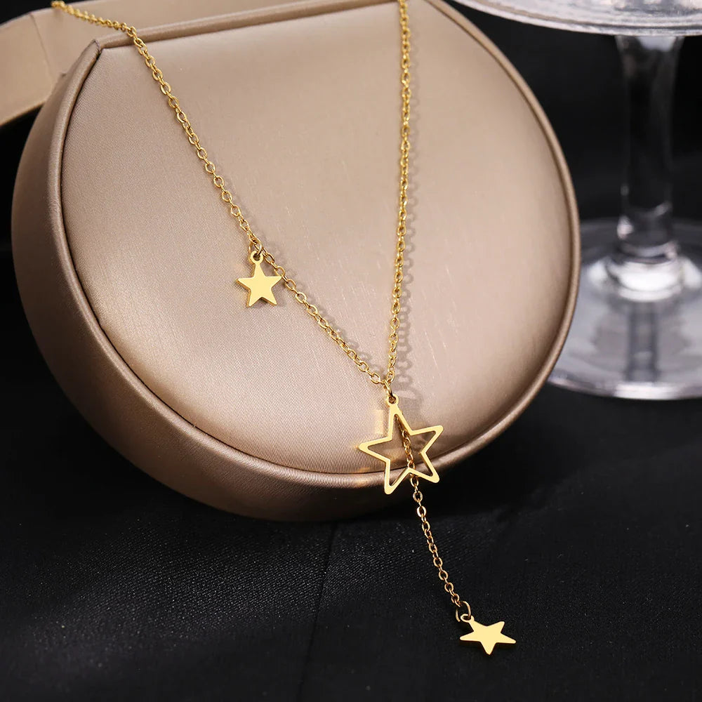 Stainless Steel Necklaces Exquisite Stars Tassel Pendants Temperament Chain Everyday Wear Necklace For Women Jewelry Party Gifts Vera Lux