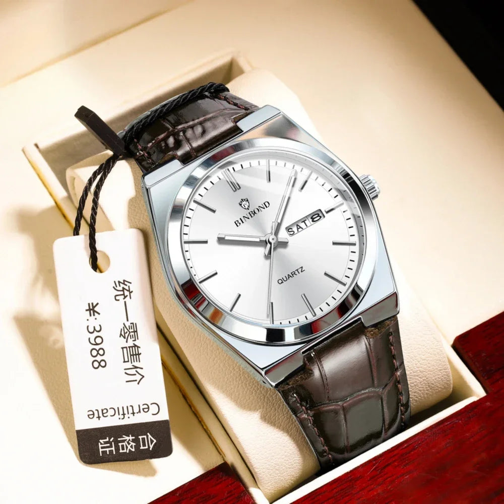 2026 Casual Business Leather Fashion Quartz Wristwatches Gold Clock Men Luxury Watch Automatic Watches Mens Gifts Montre Homme Vera Lux
