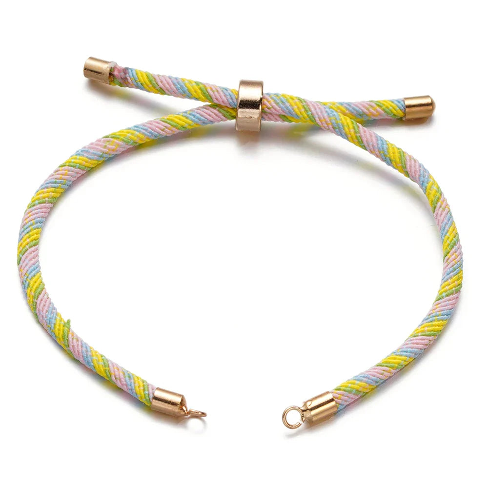 1pc Adjustable Nylon Braided Twisted Cords Slider Friendship Bracelets with Brass Cord End for Jewelry Making DIY Findings Vera Lux