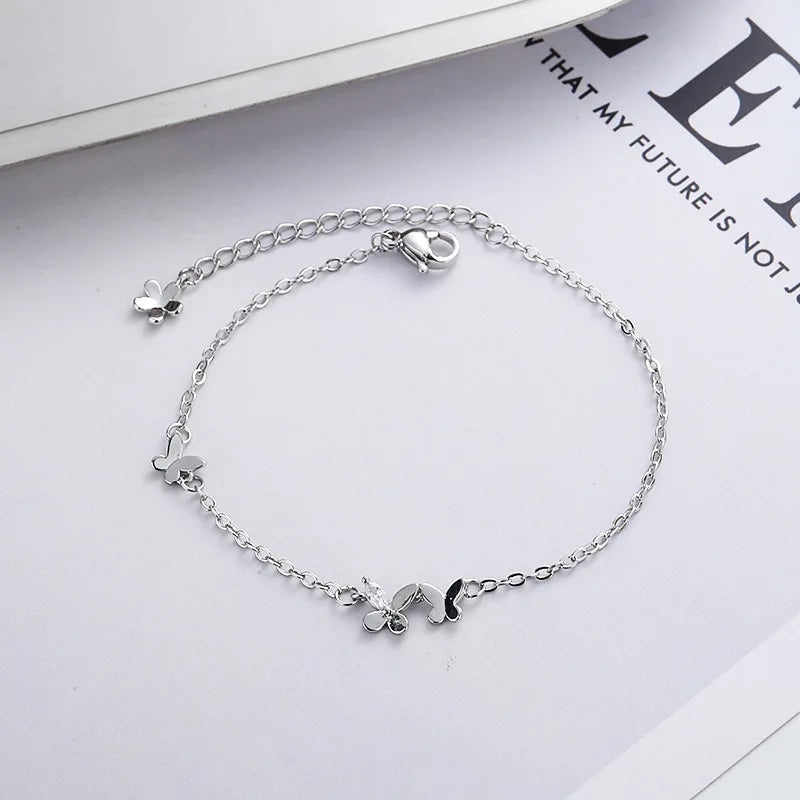 VENTFILLE 925 Silver Diamond-Studded Butterfly Bracelet Women's Fashion Temperament Flower Adjustable Bracelet Vera Lux