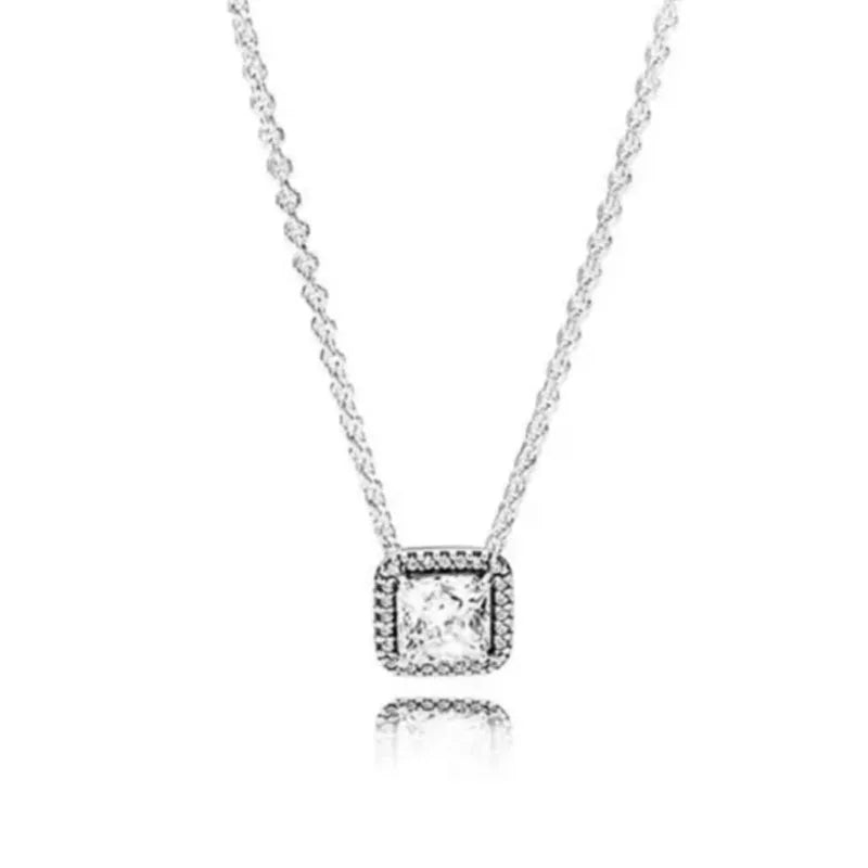 925 Sterling Silver Heart Bow Necklace Fit Christmas Jewelry For Women DIY  Making Party Wedding Gift Vera Lux