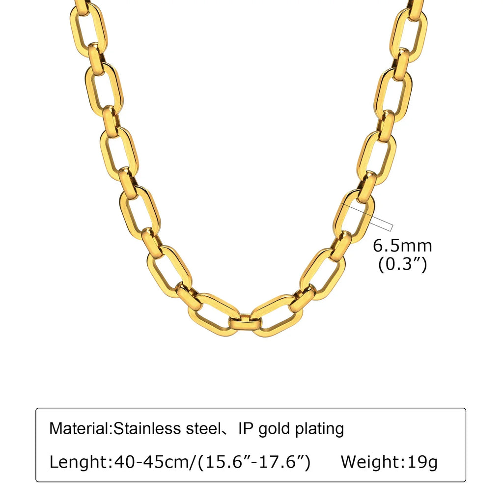 Chunky Gold Plated Link Necklace For Women, Stainless Steel Oval Thick Chain Choker Minimalist Jewelry Vera Lux