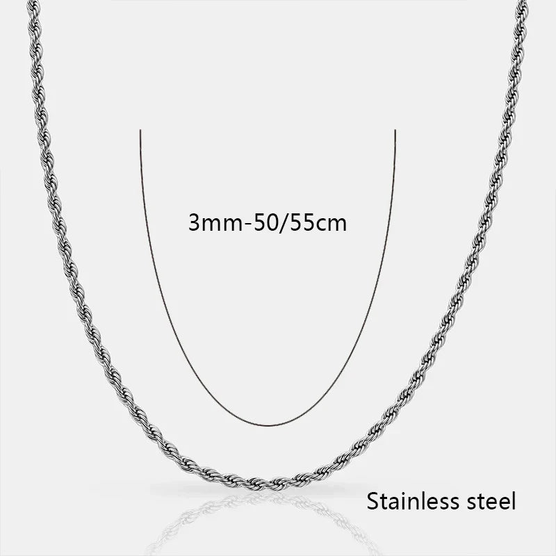 Waterproof Classic 18K Gold Plated Stainless Steel 3mm Rope Chain For Men Women Jewelry Accessories Vera Lux