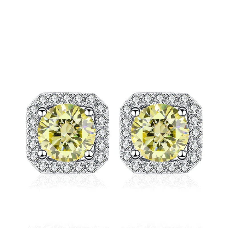NeeTim 0.5ct 1ct Pink Moissanite Studs Earrings for Women 925 Sterling Silver Black Blue Grey Sparkling Lab Diamond Stud Earring Vera Lux