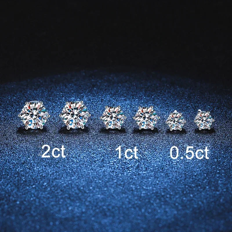 NeeTim 1ct 2ct Moissanite Earrings For Women Men Lab Diamond White Gold Plated 925 Sterling Silver Stud Earring Luxury Jewelry Vera Lux