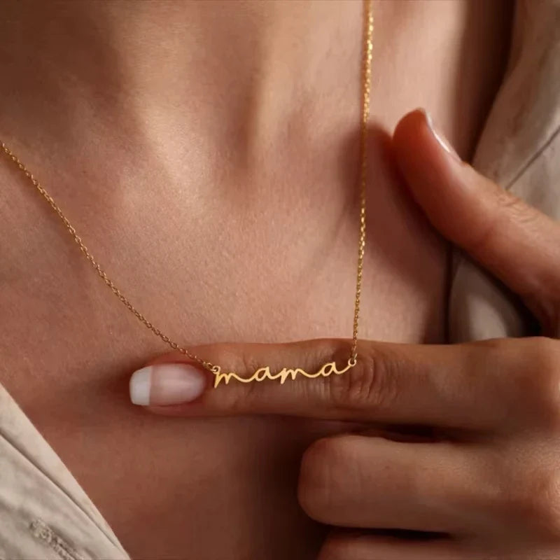 MAMA Pendent Necklaces for Women Gold Color Link Chain Stainless Steel Necklace 2025 Trend Female Choker Jewelry Gift Vera Lux