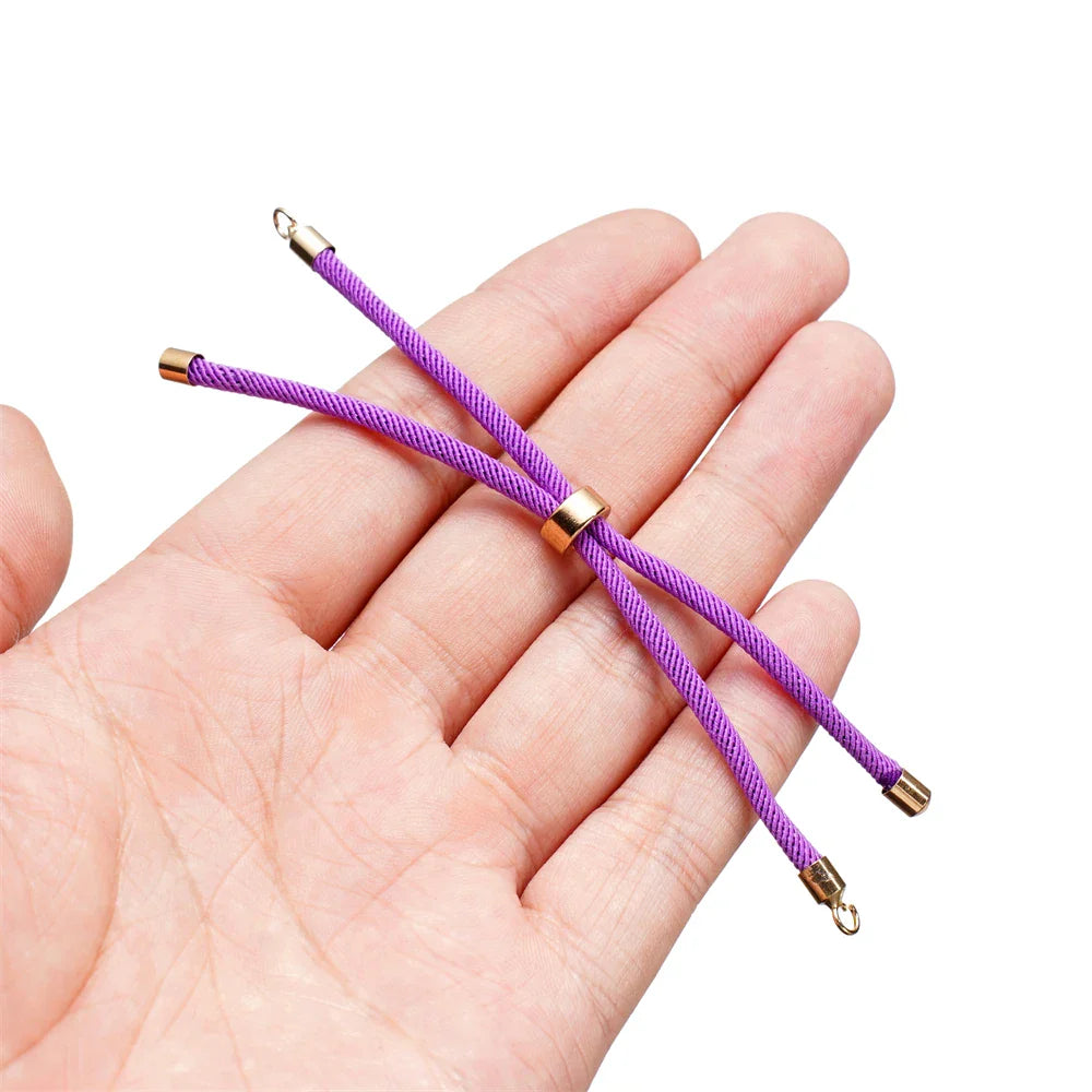 1pc Adjustable Nylon Braided Twisted Cords Slider Friendship Bracelets with Brass Cord End for Jewelry Making DIY Findings Vera Lux