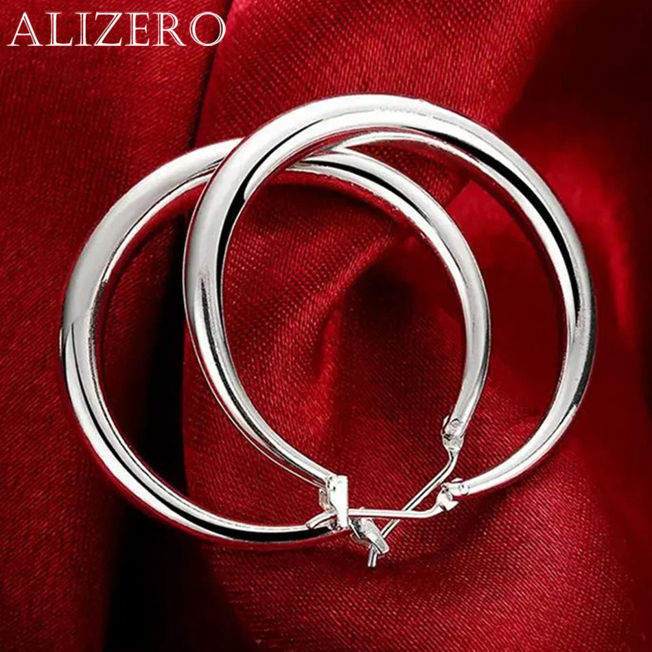 925 Sterling Silver 33mm Big Circle Round Hoop Earring For Women Unusual Earrings 2025 Trend Christmas Jewelry Vera Lux