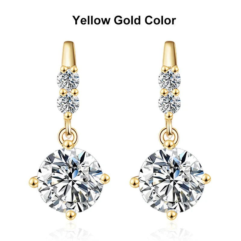 NeeTim 1ct Moissanite Drop Earrings S925 Sterling Silver with Gold Plated Hoop Earrings Wedding Party Jewelry With Certificate Vera Lux