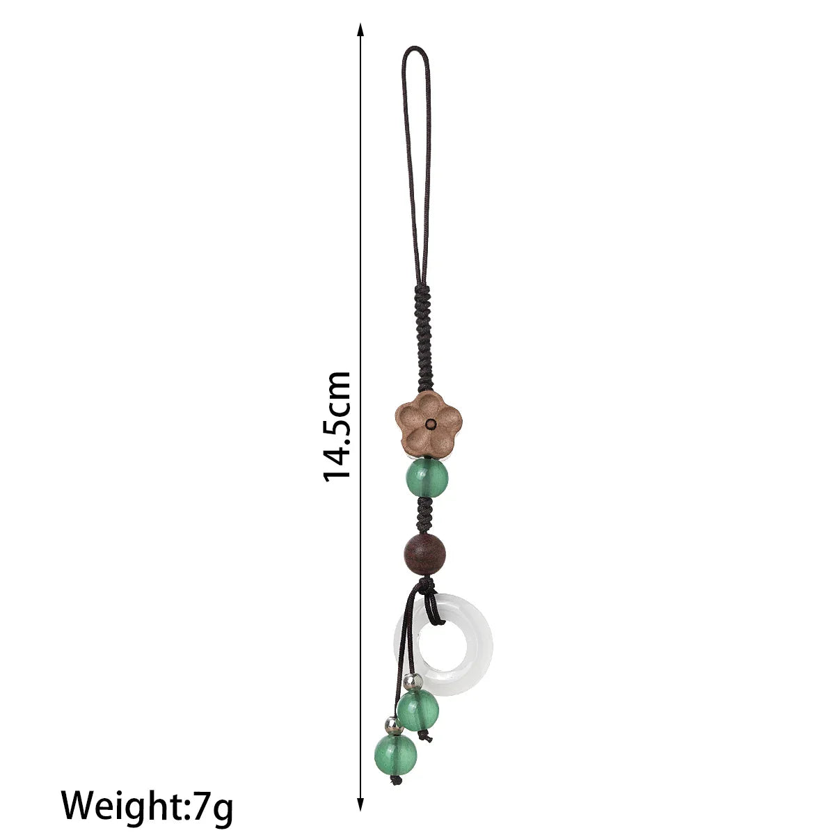 Vintage style wooden plum blossom woven ring wall round bead tassel phone chain Vera Lux