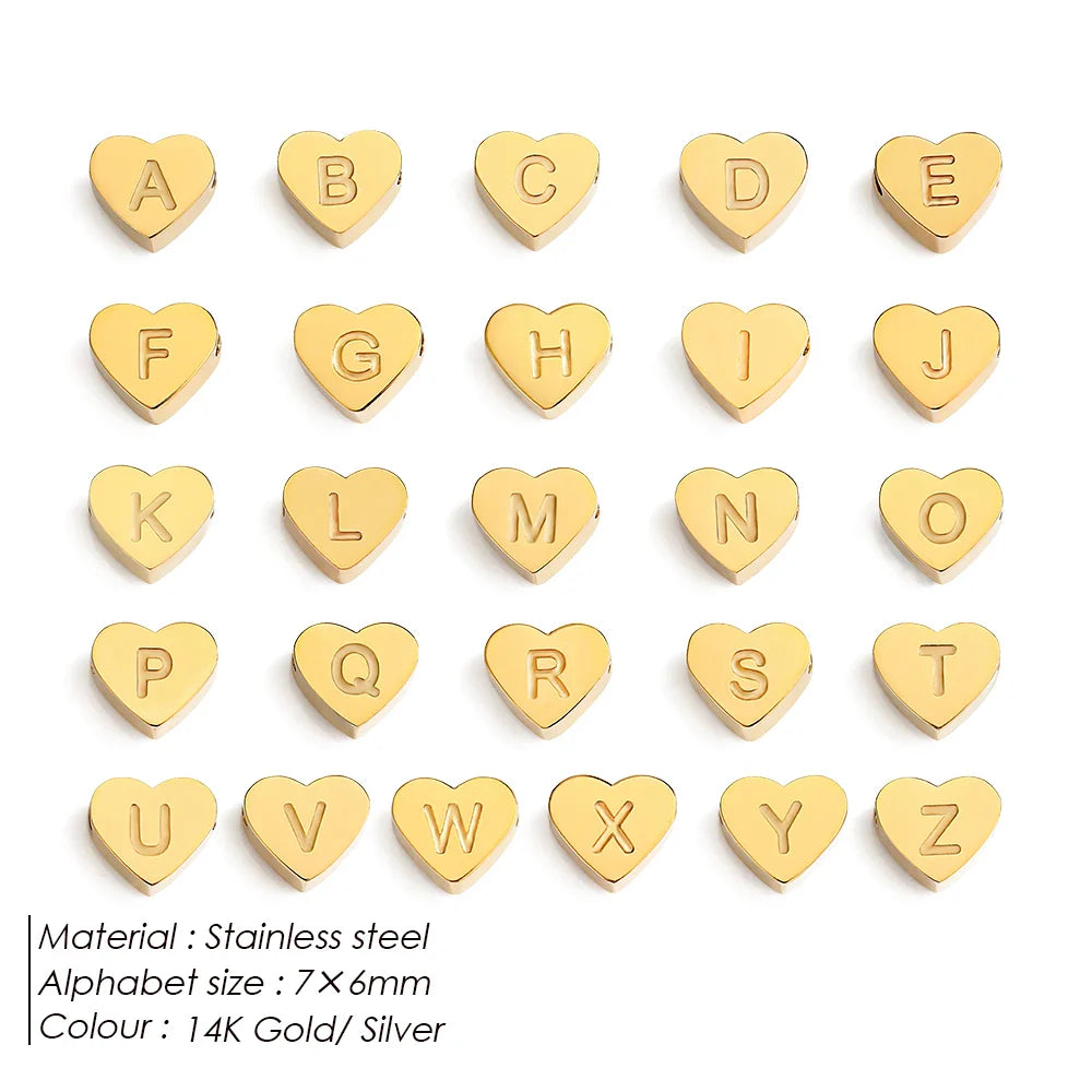 Initial Name Heart Shape Pendant For Necklaces 316L Stainless Steel Necklace for Women Bracelet Make Earrings Jewelry Vera Lux