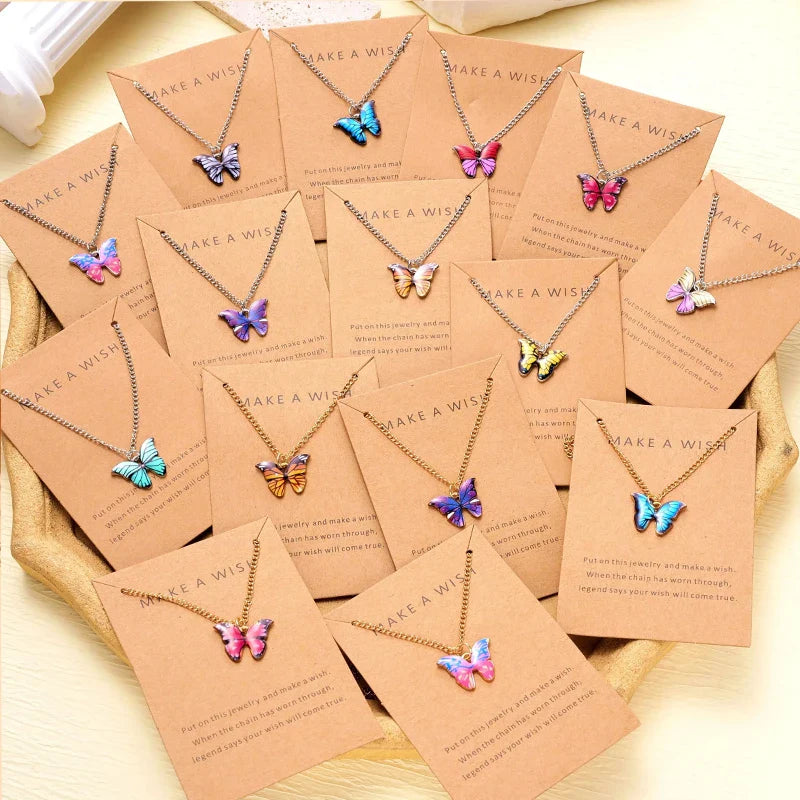 5 Pcs Fashion Boho Colorful Butterfly Necklaces Set for Women Korea Style Pendant Necklace Cute Jewelry Gift Wholesale 2024 New Vera Lux
