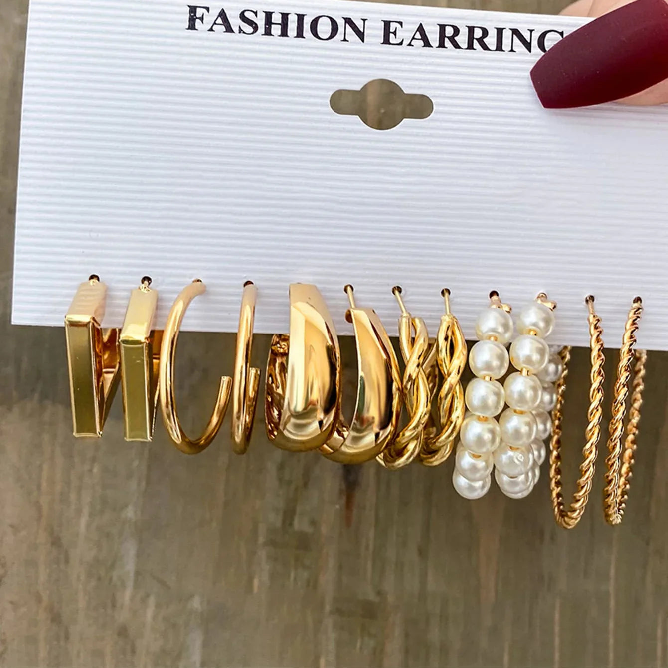 48 Pcs Boho Big Circle Hoop Earring Sets for Women Gold Color Bohemia Vintage Pearl Earring Heart Zircon Ear Studs Jewelry Gifts Vera Lux