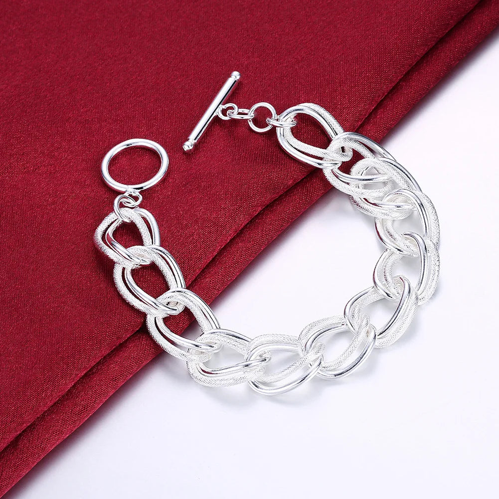 925 Sterling Silver Exquisite Solid Chain Bracelet Fashion Charm Women Men Solid Wedding Cute Simple Models Jewelry Vera Lux
