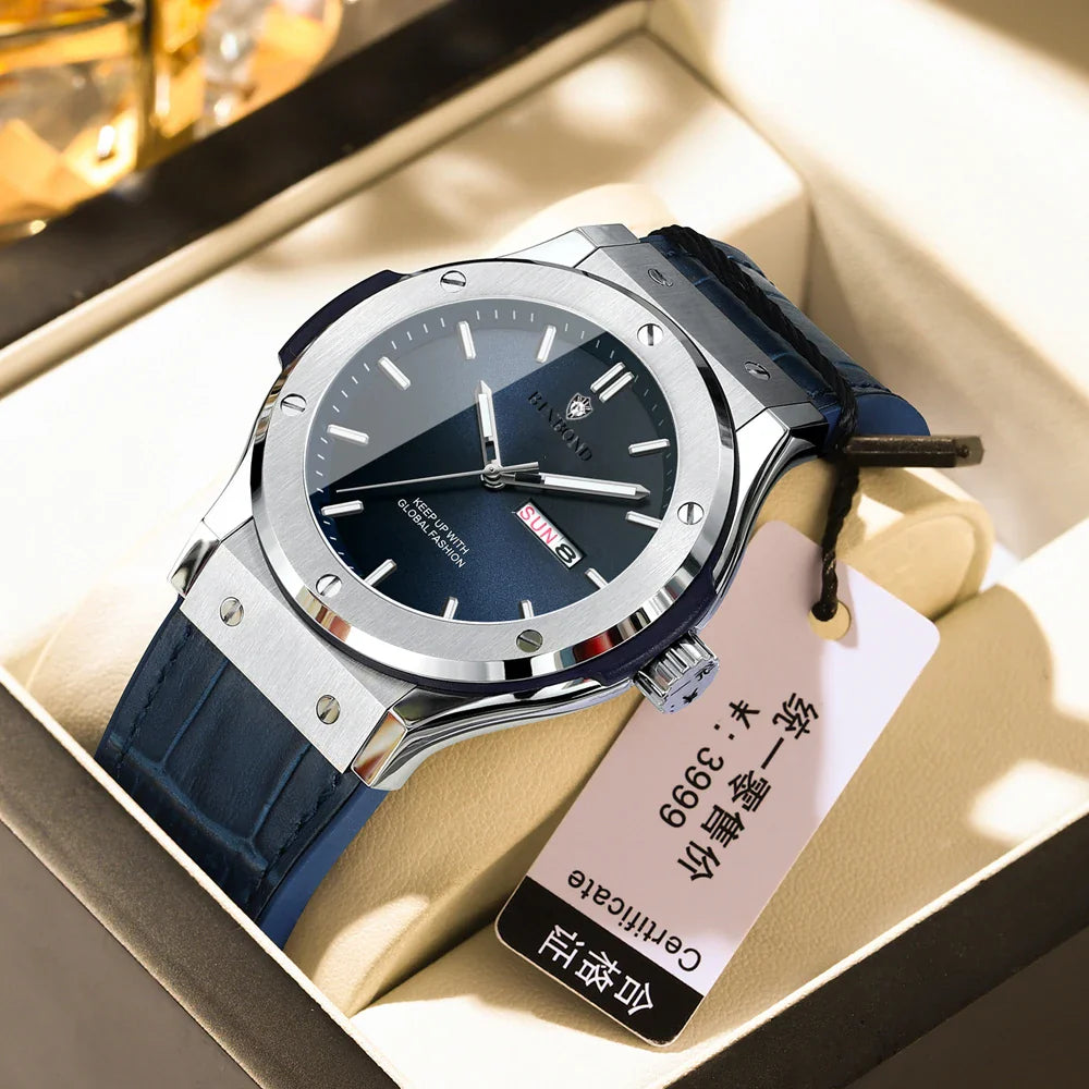 Man New Casual Business Leather Clock Men Luxury Watch Automatic Watches Mens Top Fashion Quartz Wristwatches Relojes De Hombre Vera Lux