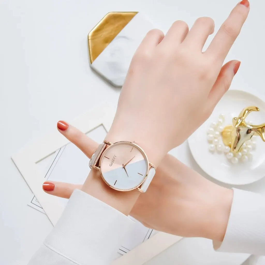 Women Watch Set Luxury Fashion Colourful PU Leather Strap Ladies Quartz Wristwatch Alloy Bracelet For Ladies Gift Vera Lux