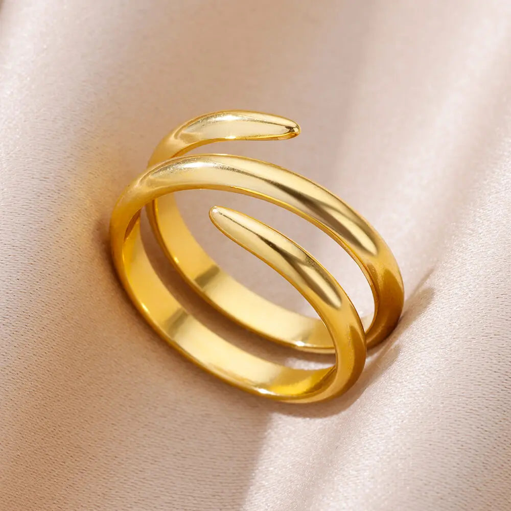 316L Stainless Steel Rings for Women Gold Color Multilayer Geometric Open Ring Vintage Waterproof Wedding Aesthetic Jewelry Gift Vera Lux