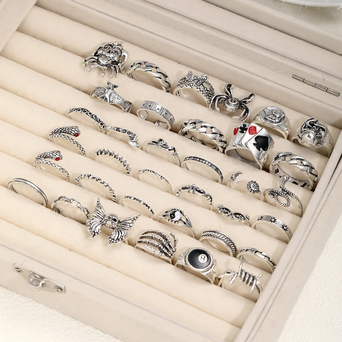 35 Pcs Gothic Ring Set for Men Women Trendy Joker Face Devil Smile Face Finger Ring For Daily Outfits Party Accessories Gifts Vera Lux
