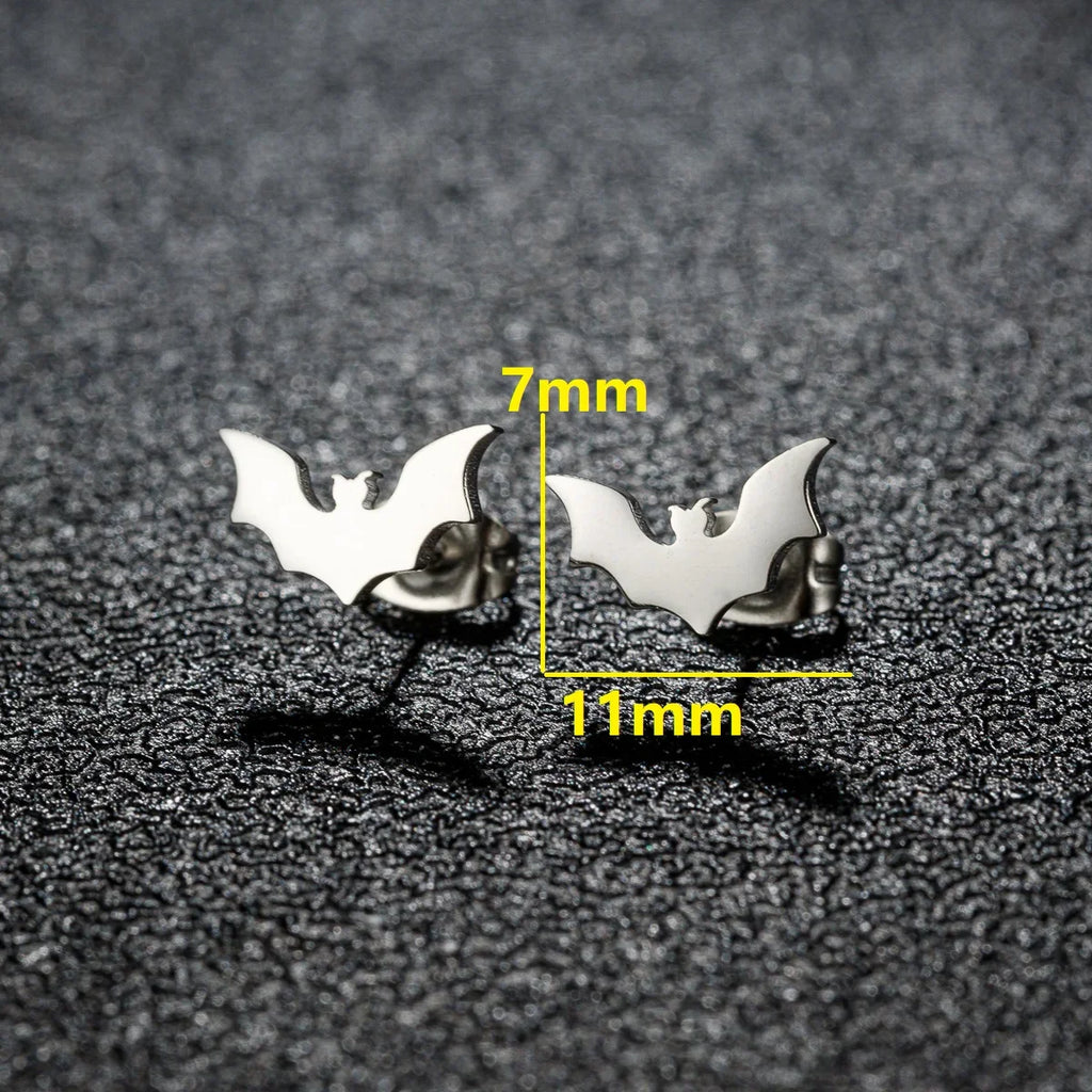 Horror Halloween Bat Spider Trendy Earrings Women 2024 Black Color Stainless Steel Ear Piercing Skull Punk Jewelry Party Gifts Vera Lux