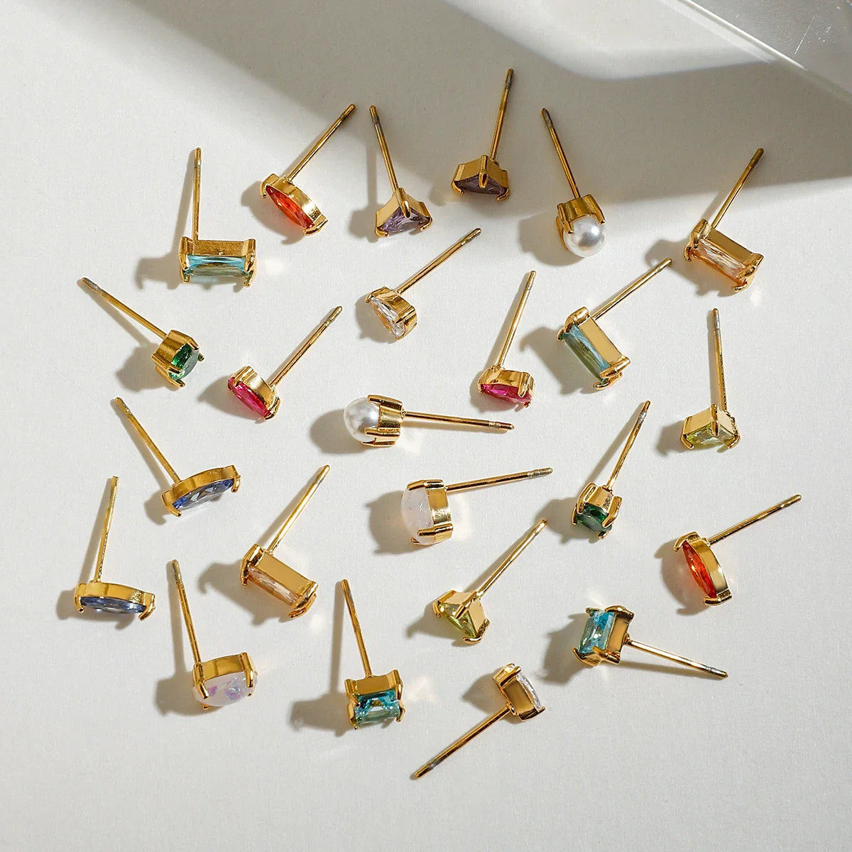 Uworld Minimalism Birthstone Gold Color Ear studs Grace Personalized Delicate Gemstone Earring Dainty Birth Month Stone Charm Vera Lux