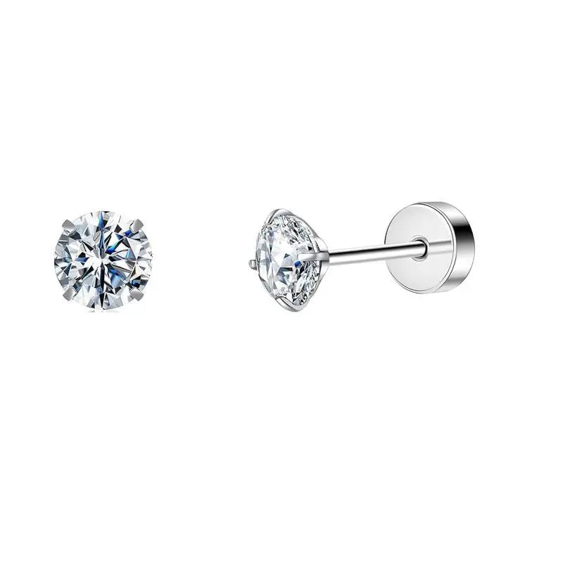 2PCS/Set Stainless Steel Heart Moon Earbone Stud Screw Ball Stud Earrings for Women Fashion Ear Tragus Cartilage Body Piercing Vera Lux