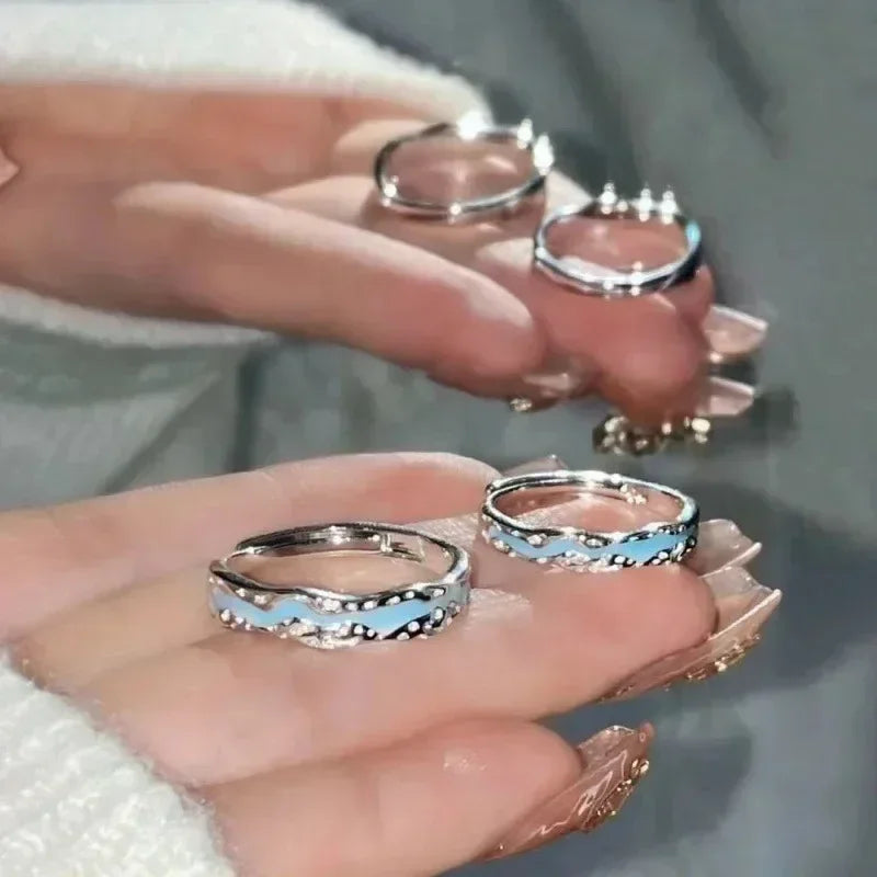 New Enamel Luminous Adjustable Finger Ring Vintage Luxury Love Couples Rings Glow In Dark Y2K Jewelry Valentine's Day Gifts Femstylo
