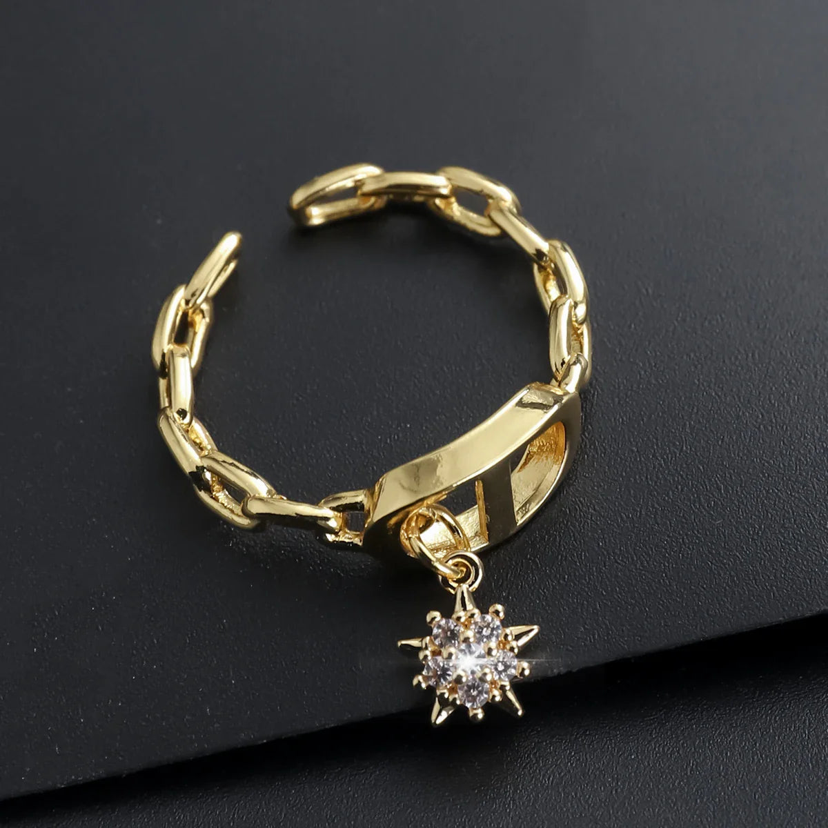 Cross Diamond Letter Ring Niche Design Pendant Trendy Daily Versatile Women's Ring New Open Adjustable Ring Vera Lux