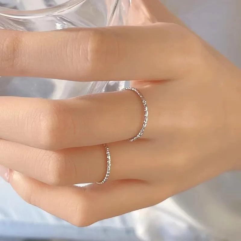 1mm Thin Stackable Ring Stainless Steel Faceted Ring for Women Girl Size 4-10 Vera Lux
