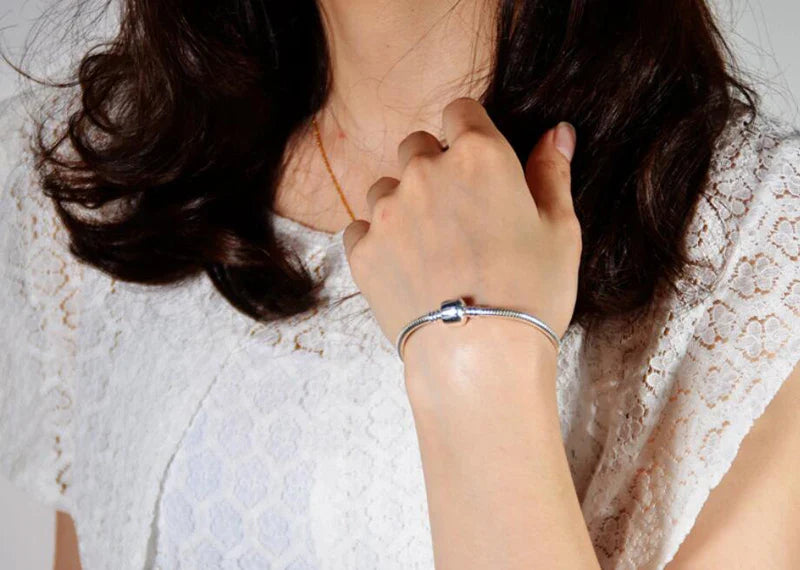 Handmade Original Fine Jewelry 925 Sterling Silver Charm Bracelet Soft Smooth Snake Bone Bracelets for Women Vera Lux