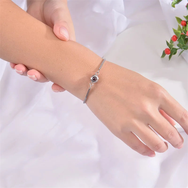 Custom Photo Bracelet Personalized Projection Bracelets with Picture Inside 100 Languages I Love You Stainless Steel Bracelet Vera Lux