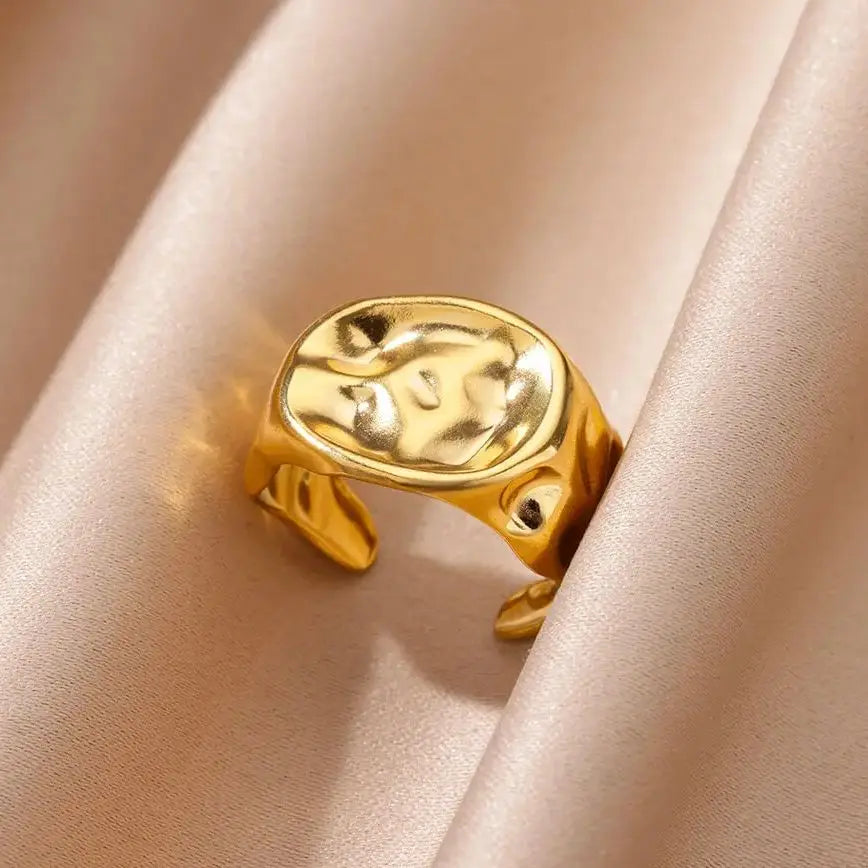 Irregular Rings For Women Gold Color Stainless Steel Geometric Ring Fashion Simple Party Christmas Party Jewelry Gift Femme Vera Lux